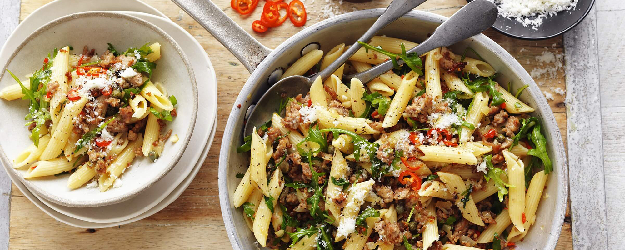 Pork Mince, Chilli & Rocket Penne